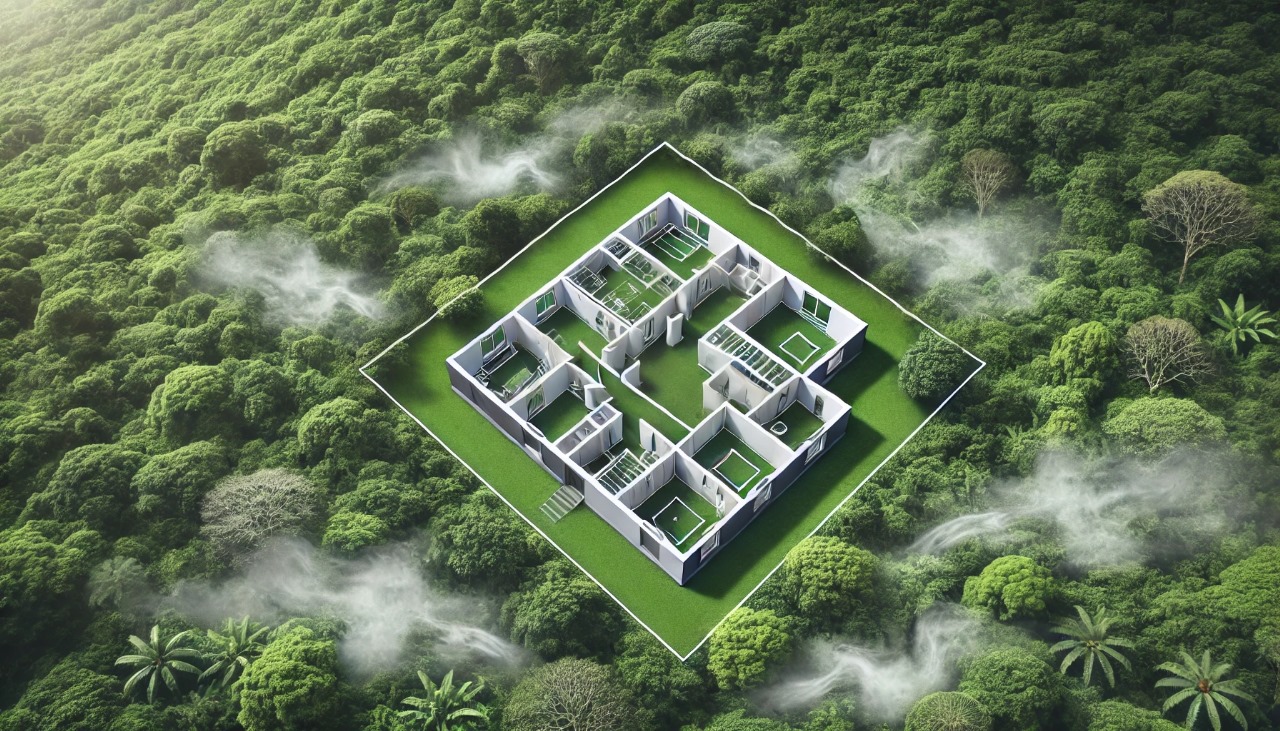 Modern architectural background with a city skyline